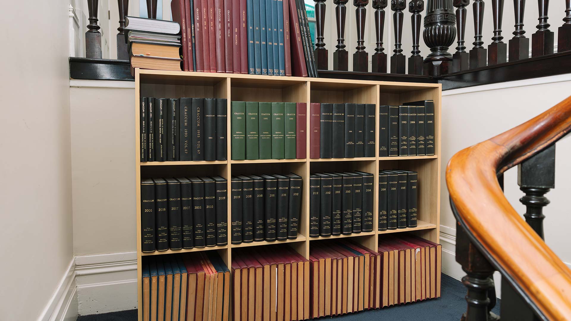 A photograph of books in a shelf